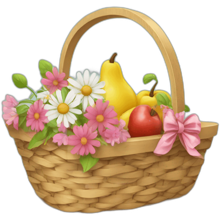 picnic basket with flowers inside emoji