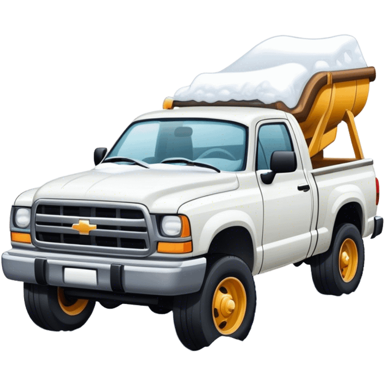 Plow snow in white pickup truck emoji