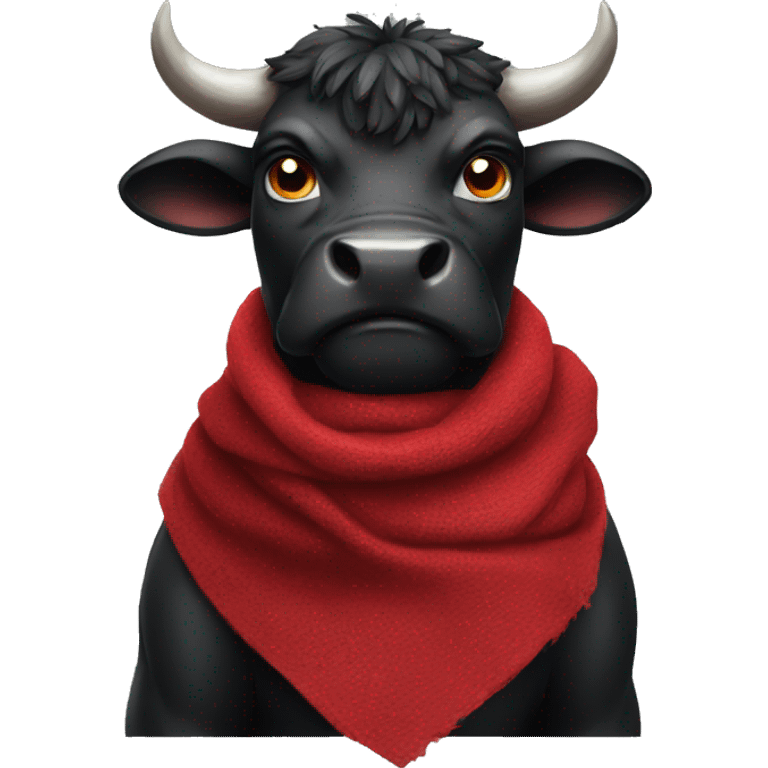 Black bull using red scarf feeling angry emoji