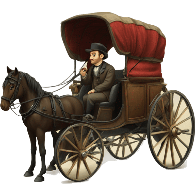 a man sits in a horse-drawn carriage from Russia in the 19th century emoji