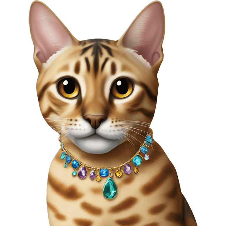 Bengal and Savannah cat jewel collar emoji