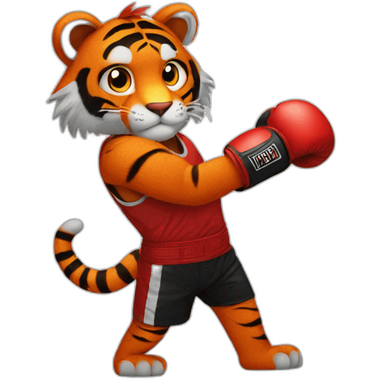 Red fur Tiger wearing boxing gloves  emoji