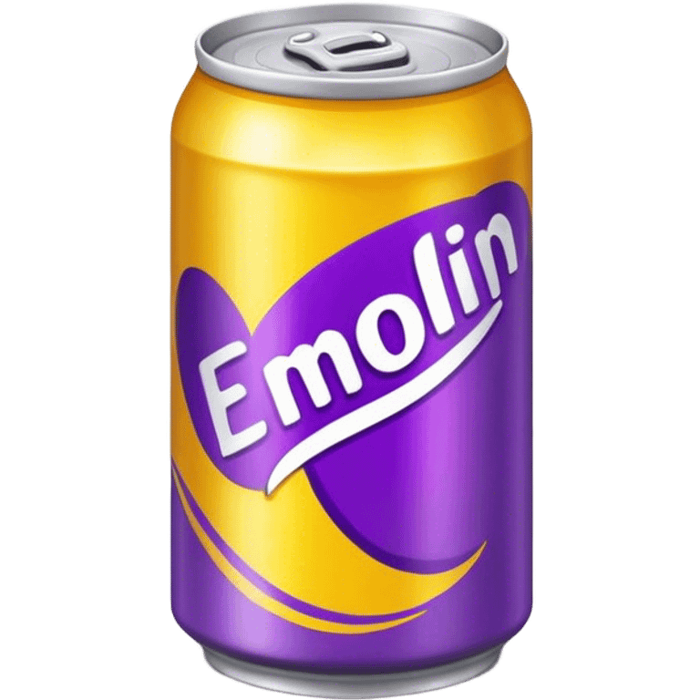 yellow soda can with purple name emoji