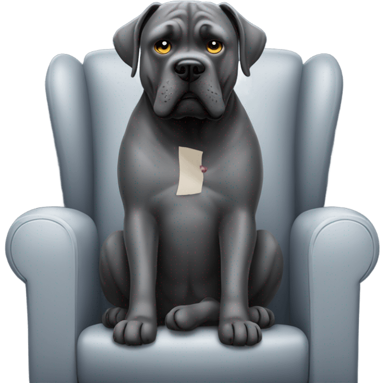 Grey Cane Corso watching a movie. emoji