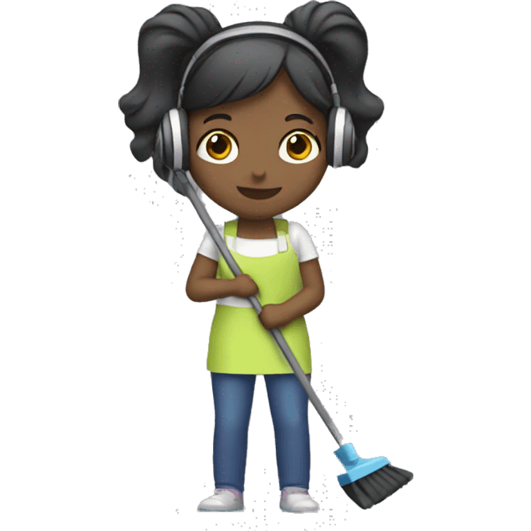 Girl cleaning with headphones on emoji