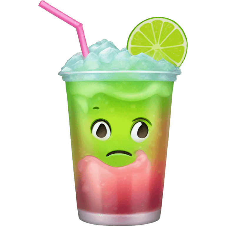 Slushy drink with lime emoji