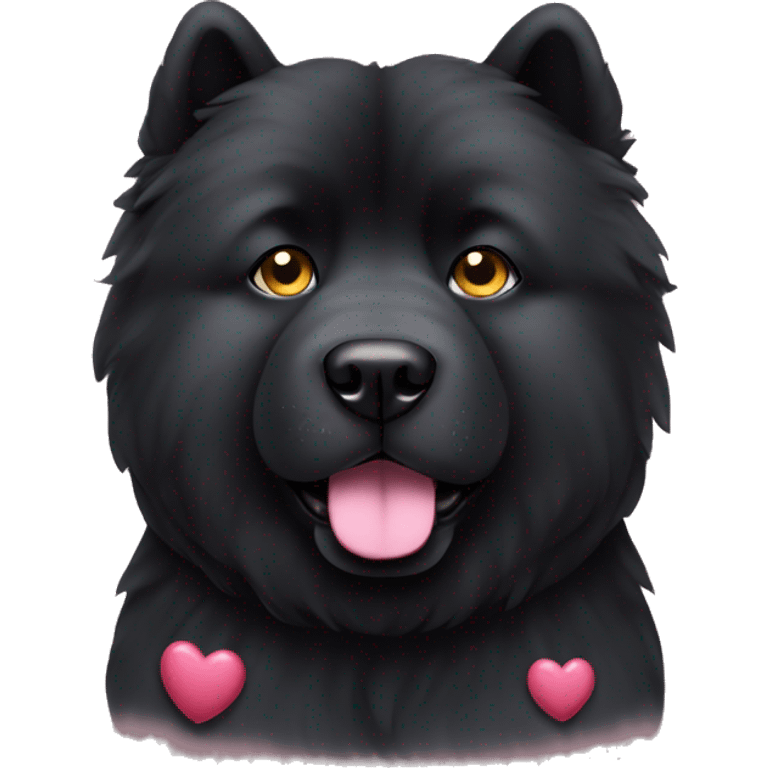 black chow chow with hearts in eyes emoji