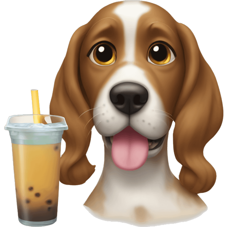 Dog drinking boba emoji