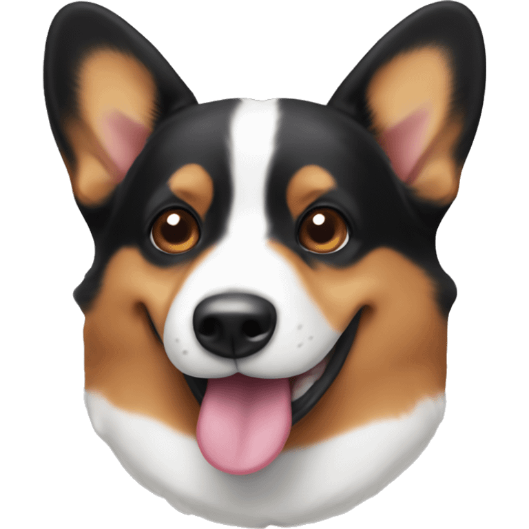 black and brown corgi sticking tongue out  emoji