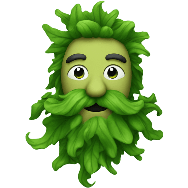 Green man with mustache and seaweed hair emoji