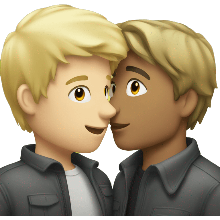 Blond girl kissing a brunette guy  emoji