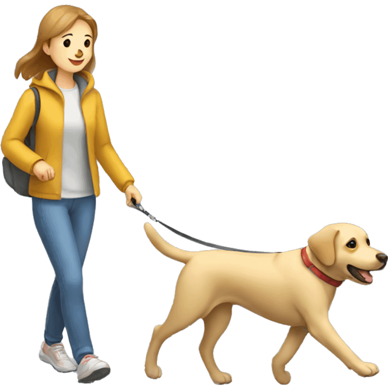 Labrador dog walking with owner emoji