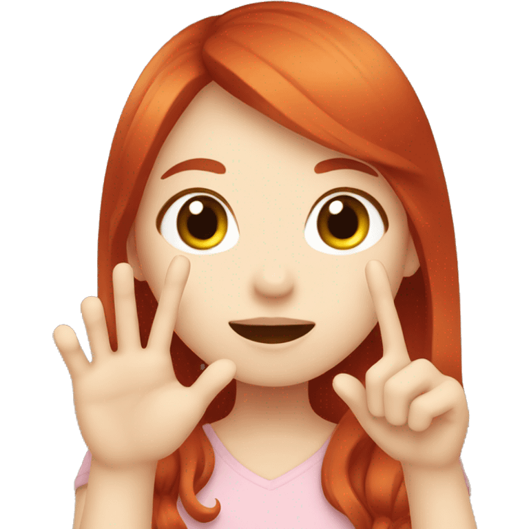 Red hair girl making korean finger heart emoji