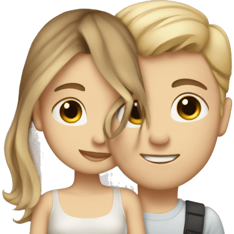 A Boy with brown hair kissing a girl with blonde hair emoji