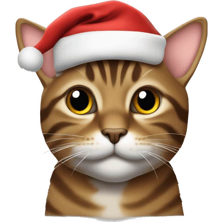 brown tabby cat wearing santa hat emoji