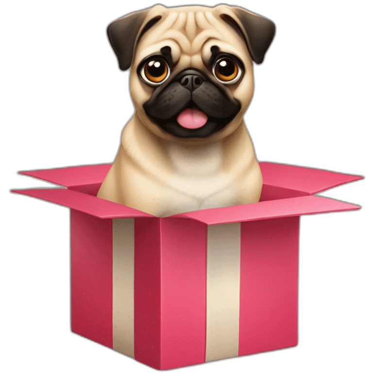 pug from gift box emoji