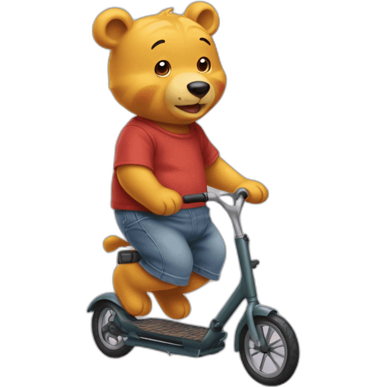 Winnie l'ourson avec une trotinette emoji