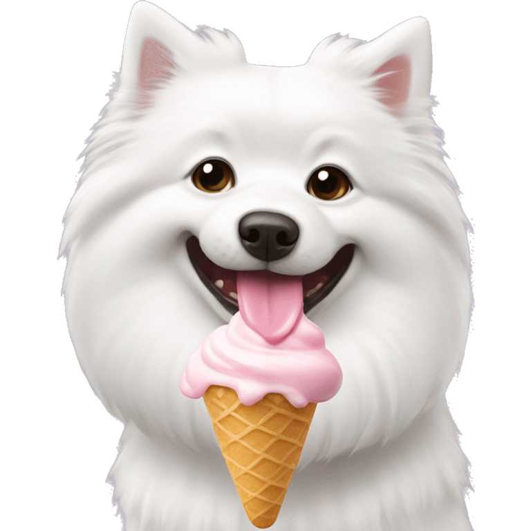 japanese spitz dog eating icecream emoji