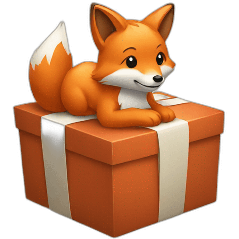 a fox wrapped up in a gift emoji