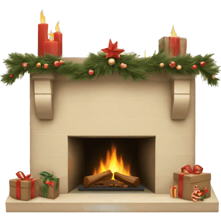 Winter christmas beige FirePlace emoji