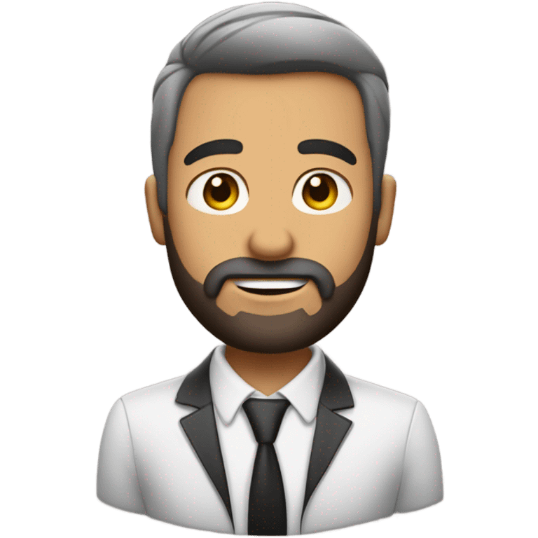 homem moreno, de terno, barba emoji