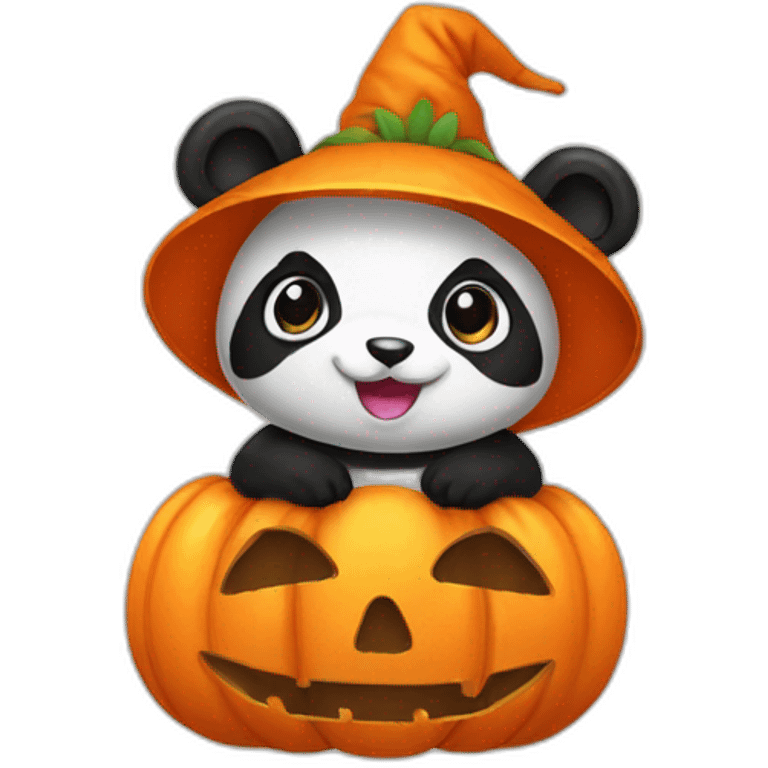 panda dressed as a pumpkin costume emoji