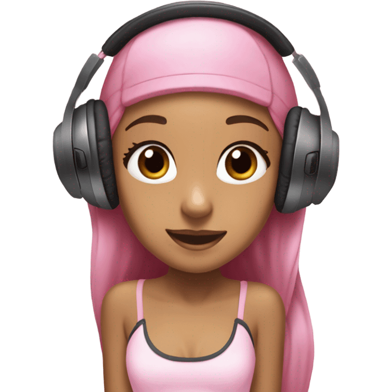 Ariana grande wearing headphones and pink 27C Nikes  emoji