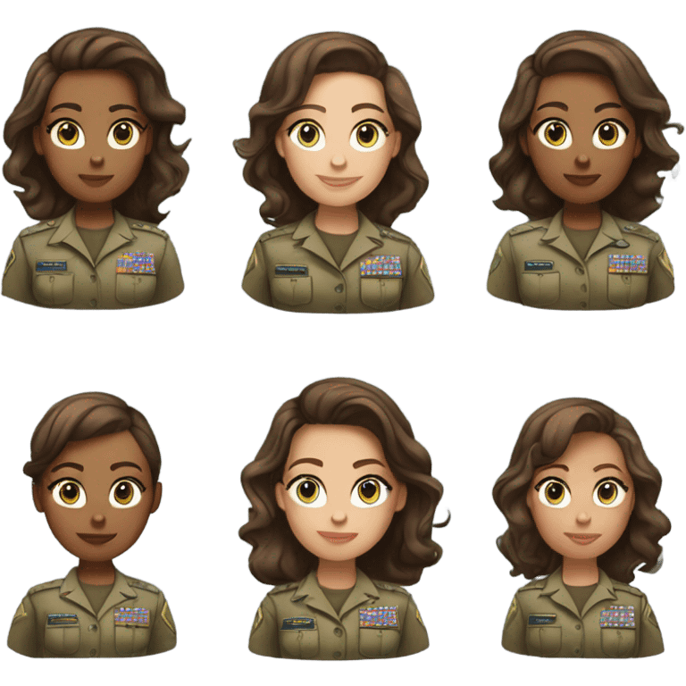 Army girl brown hair blue eyes curvy  emoji