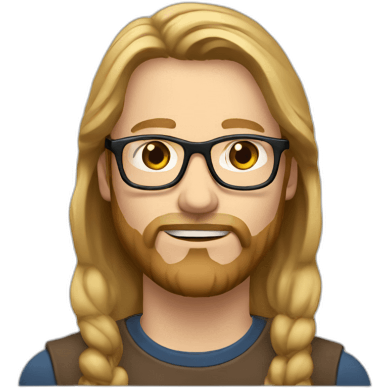 Scandinavian man with long brown blonde hair medium beard and glasses emoji