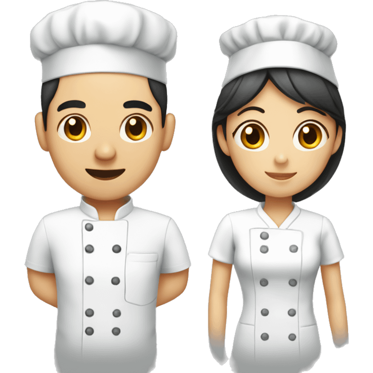 Asian couple: a male chef and a female scrub nurse emoji