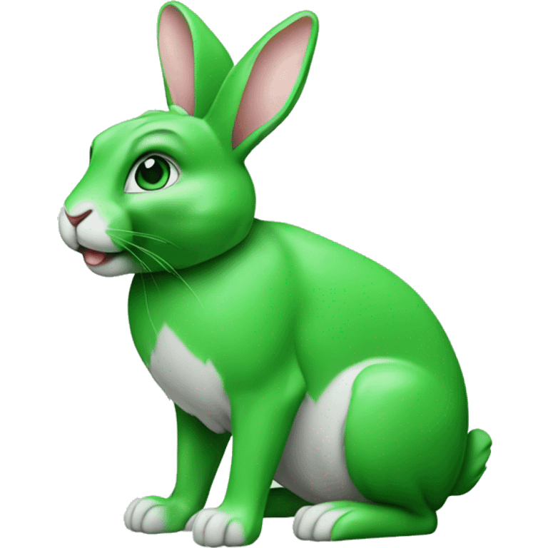 green rabbit with a diamond in its paws emoji