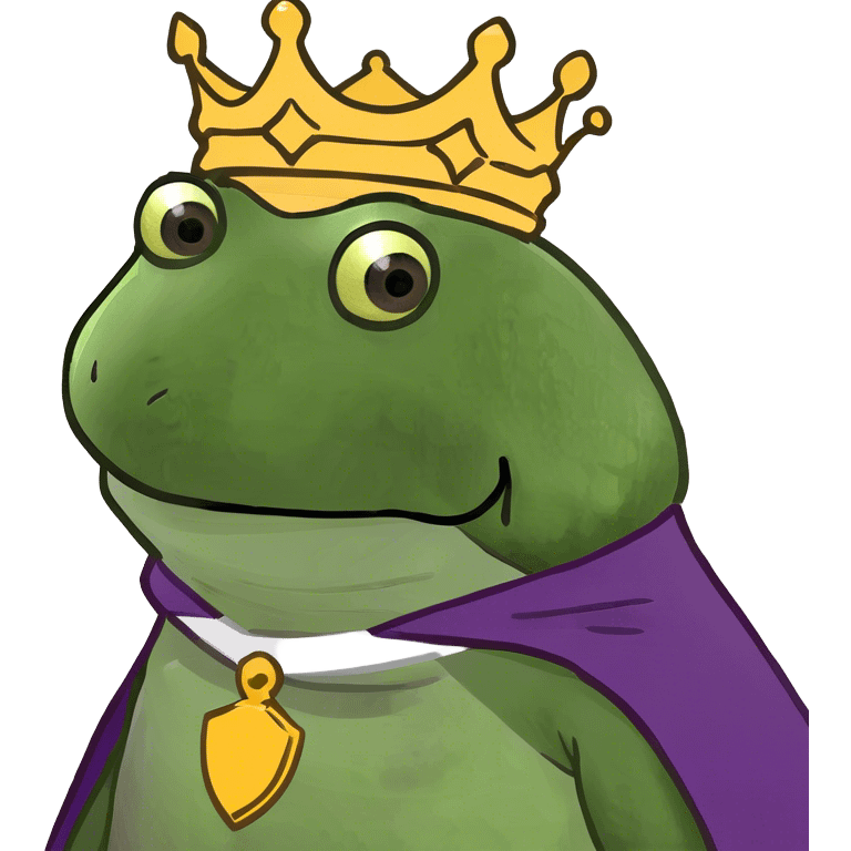 bufo the king wearing a purple cape and gold crown emoji