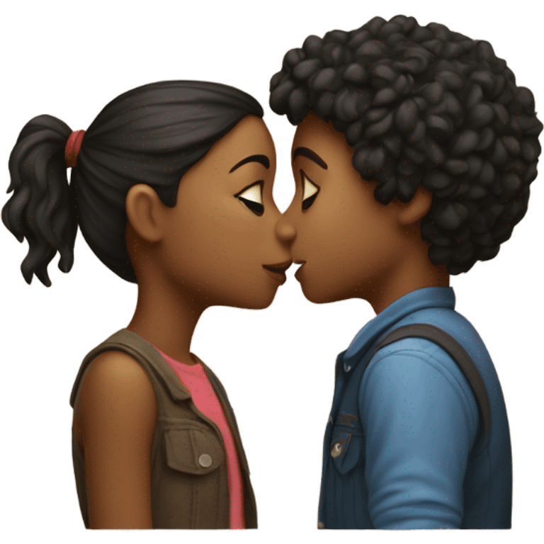 girl and boy kissing emoji