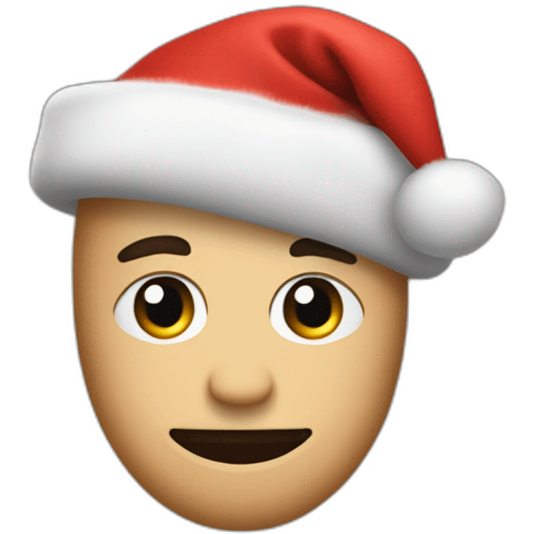 the twitch huh emote with a christmas hat on emoji