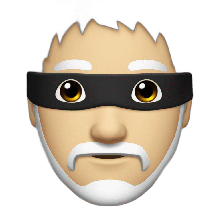 a man with a black blindfold on his eyes and white hair from the anime style emoji