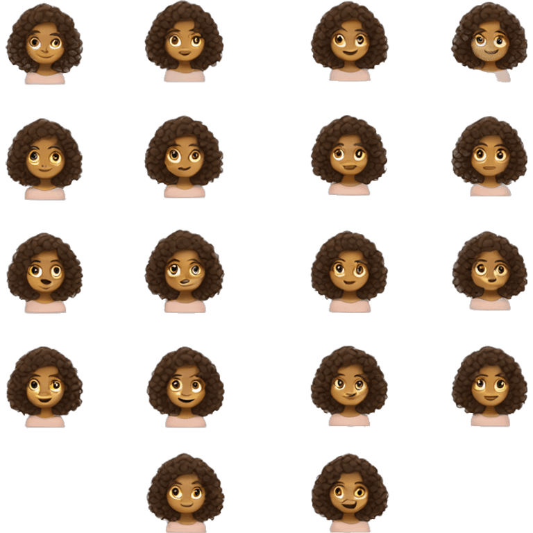 Brunette girl with curly hair and tan skin emoji