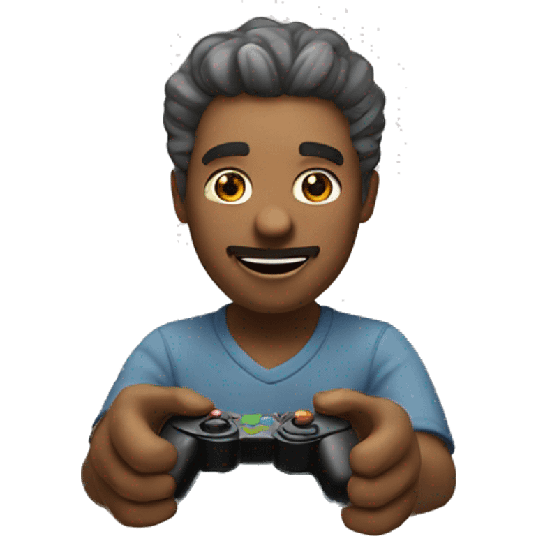 a man playing with a gaming gamepad emoji