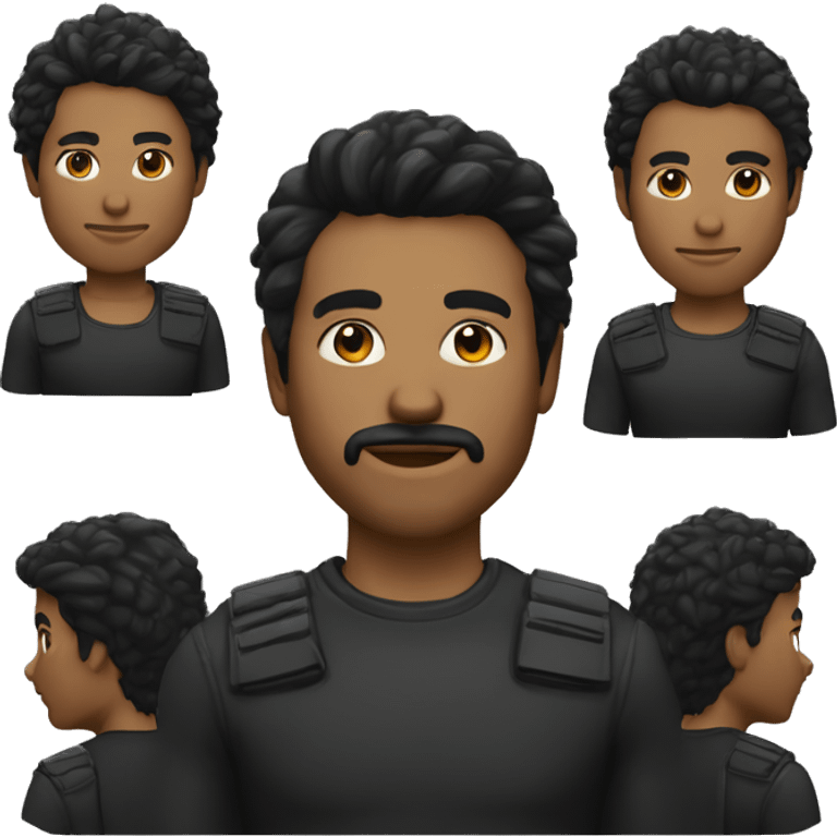 persona adolecente, de piel morena clara, con corte de pelo corto mullet y buzo negro  emoji