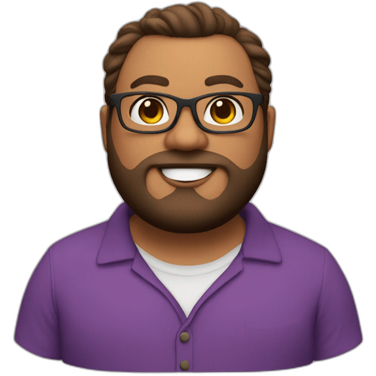 Memoji of a fat guy that uses glasses and an earring brow hair and beard emoji