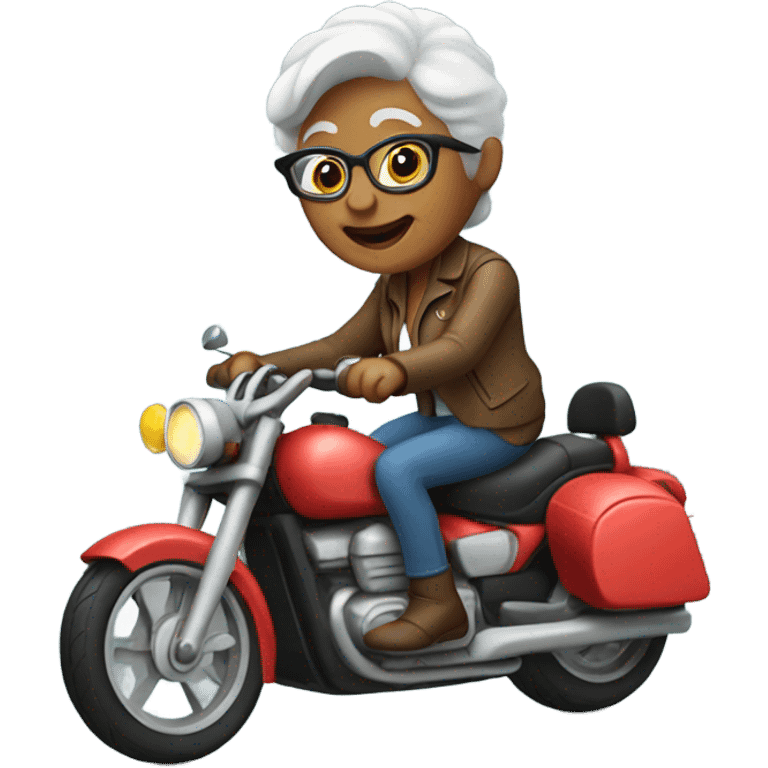 grandma riding motorcycle  emoji