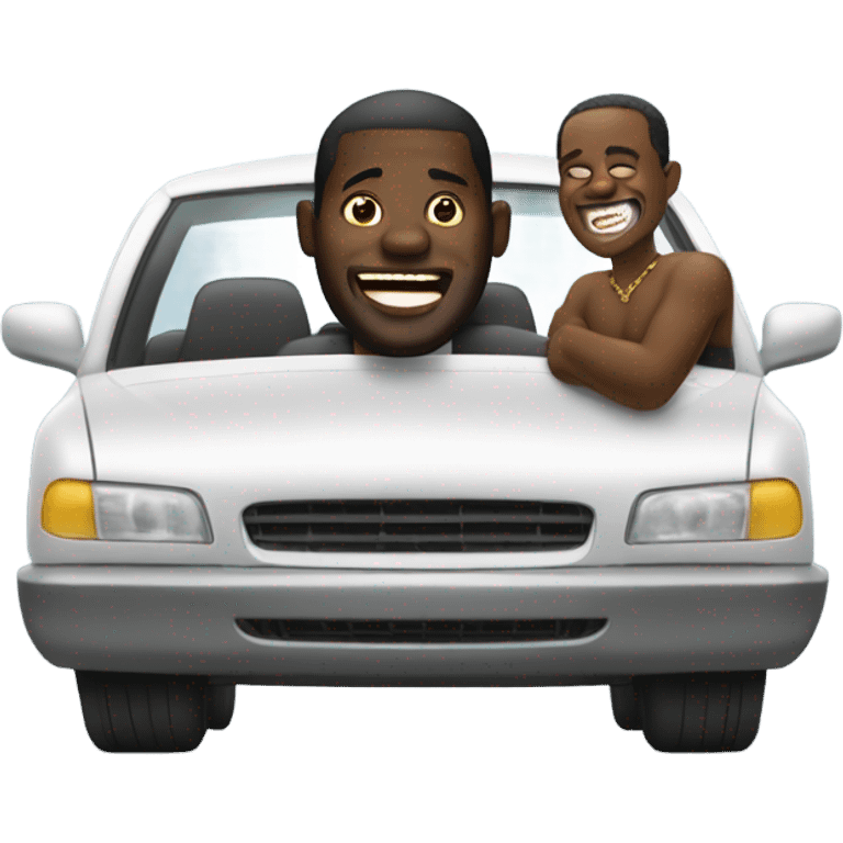 Big African guy, in car, with gold tooth emoji