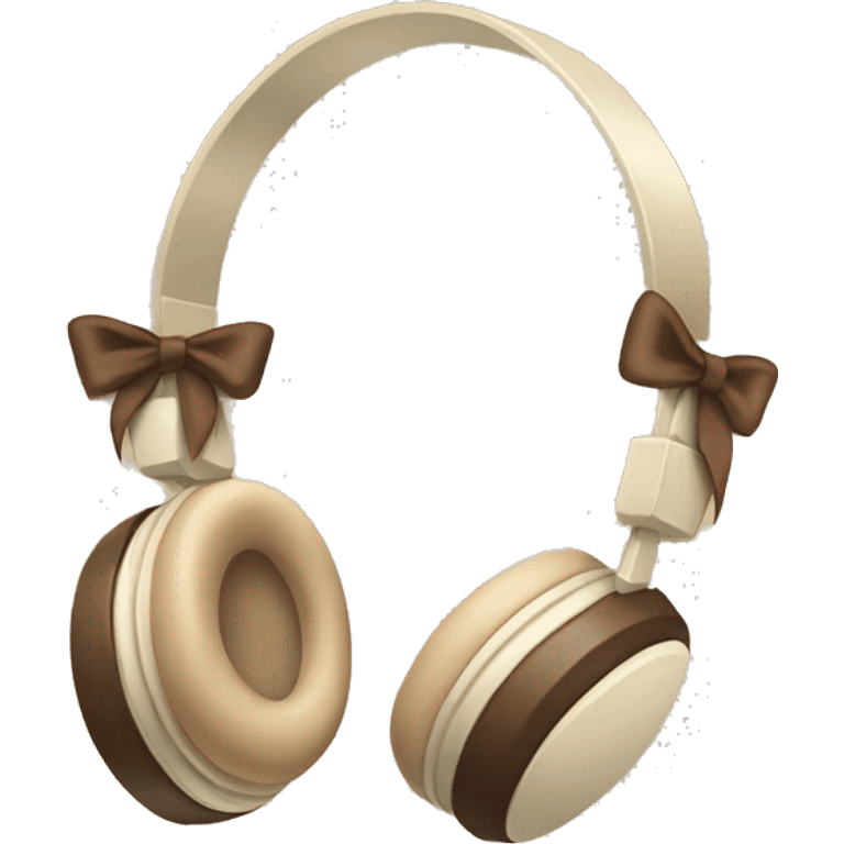 beige headphones with brown bows emoji