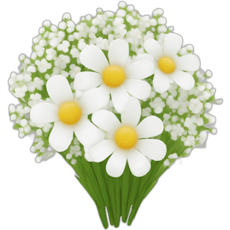 white flower and baby breath flower bouquet  emoji