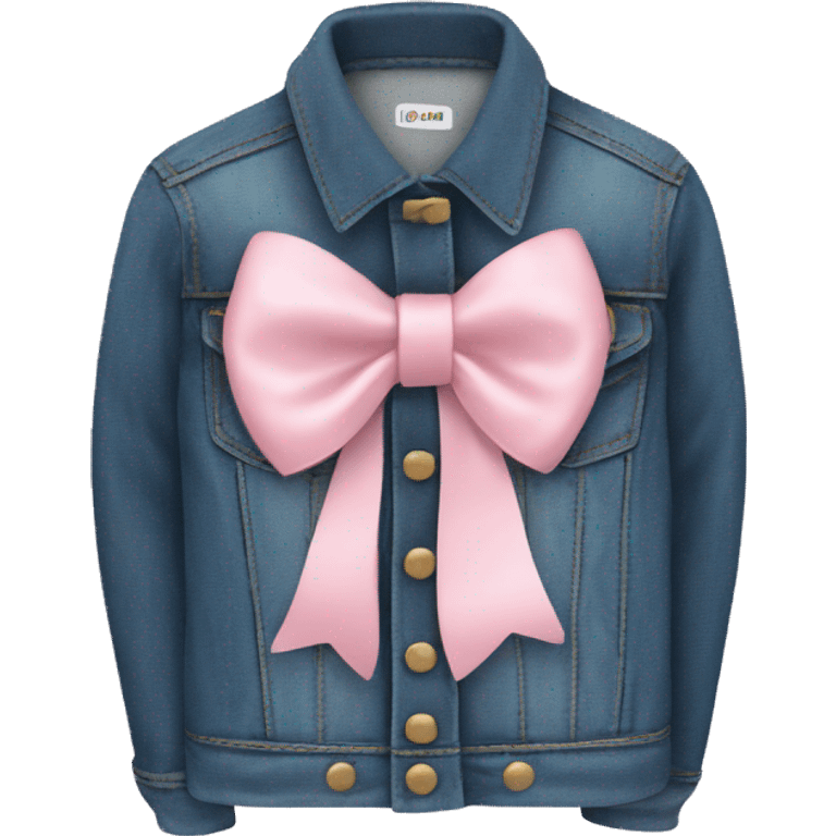 Denim jacket with soft pink bow emoji