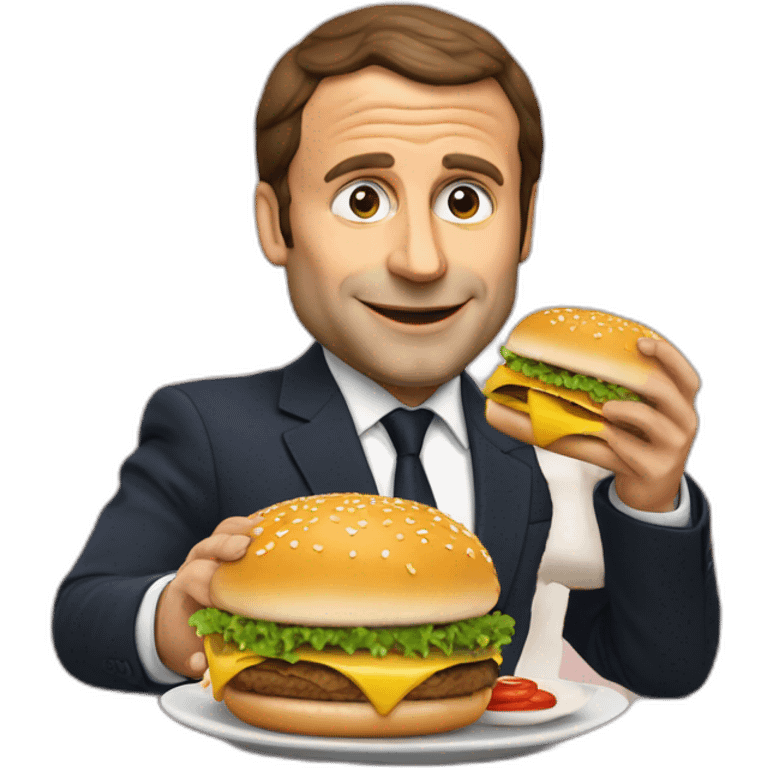 Macron qui mange un hamburger emoji