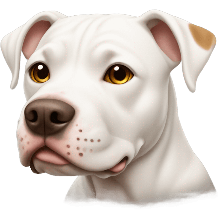 White pit bull with brown ear emoji