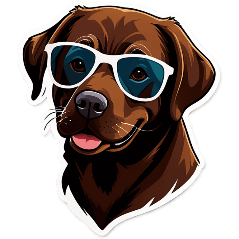 Dark brown Labrador retriever with sunglasses on emoji