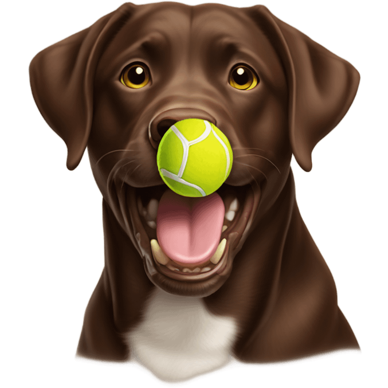 Tennis ball in chocolate lab mouth emoji