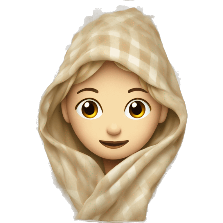 Beige clean girl folded plaid blanket  emoji