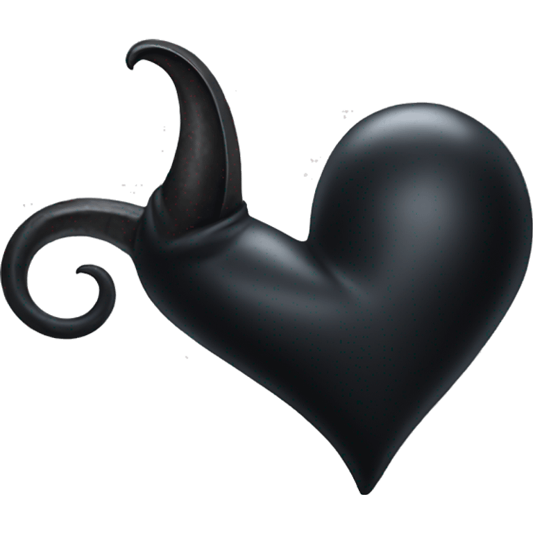 Total black heart with horn and tail  emoji